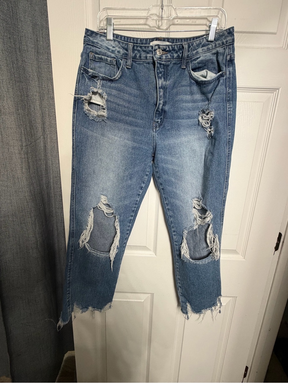 Flying Monkey Light Blue Distressed Ankle Jeans